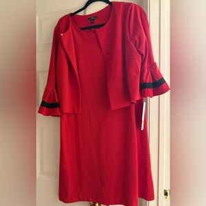 New red dress with paired jacket. New with tags.